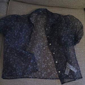 Forever 21 Sheer Black Floral Blouse